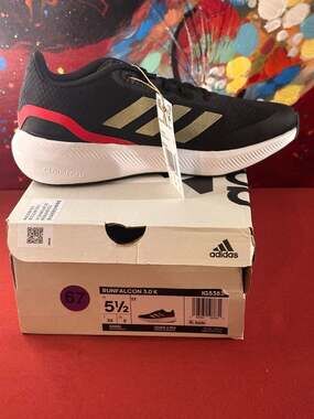 adidas Runfalcon 3.0 K Running Shoes - Core Black/Gold - Size 5.5